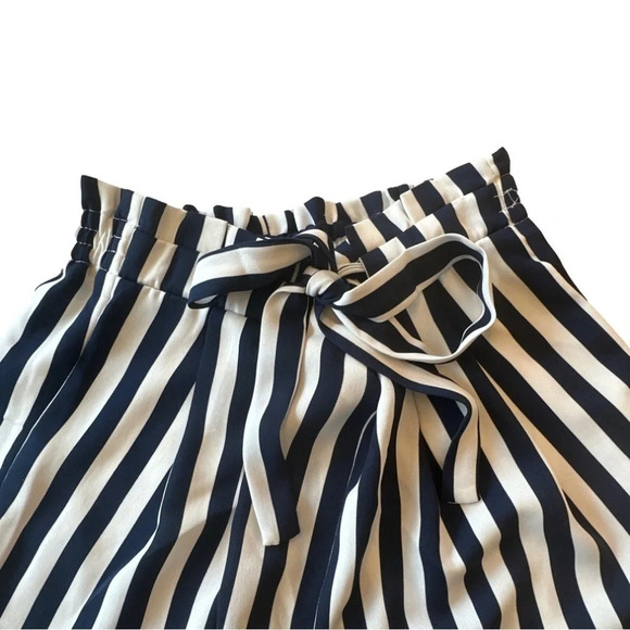 Zara Culottes Trouser Pants blue & white stripes with pockets M - Picture 4 of 12